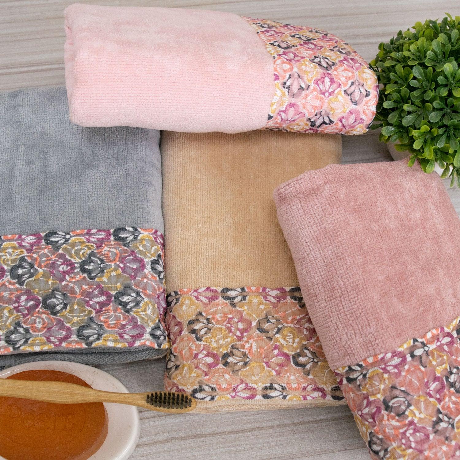 Prima Lace 100% Cotton Hand Towel Set of 4 | Ultra Soft, Highly Absorbent Luxurious Towels - Rangoli