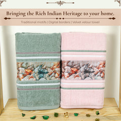 Oriental 450 GSM Bath Towels Set Of 2 | Ultra Soft & Highly Absorbent Towels