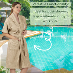 Rangoli Royal Bamboo Bathrobe for Women | Eco-Friendly, Ultra-Soft & Lightweight | 100% Bamboo Fiber | Highly Absorbent, Breathable & Gentle on Skin |