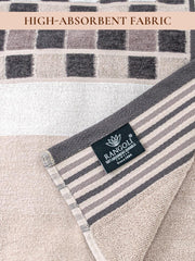 Rangoli Lira Check 100% Cotton Bath Towel set of 2, 450 GSM (147L X 72W)