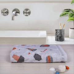 Rangoli 100% Cotton Kids Bath Towel (Pizza Design) | Size: 60 x 120 cm | Skin-Friendly, Ultra-Soft Towel for Girls and Boys