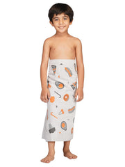 Rangoli 100% Cotton Kids Bath Towel (Pizza Design) | Size: 60 x 120 cm | Skin-Friendly, Ultra-Soft Towel for Girls and Boys