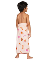 Rangoli 100% Cotton Kids Bath Towel (Pizza Design) | Size: 60 x 120 cm | Skin-Friendly, Ultra-Soft Towel for Girls and Boys