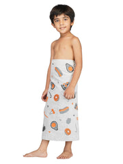 Rangoli 100% Cotton Kids Bath Towel (Pizza Design) | Size: 60 x 120 cm | Skin-Friendly, Ultra-Soft Towel for Girls and Boys