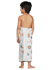 Rangoli 100% Cotton Kids Bath Towel (Pizza Design) | Size: 60 x 120 cm | Skin-Friendly, Ultra-Soft Towel for Girls and Boys