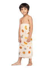 Rangoli 100% Cotton Kids Bath Towel (Pizza Design) | Size: 60 x 120 cm | Skin-Friendly, Ultra-Soft Towel for Girls and Boys