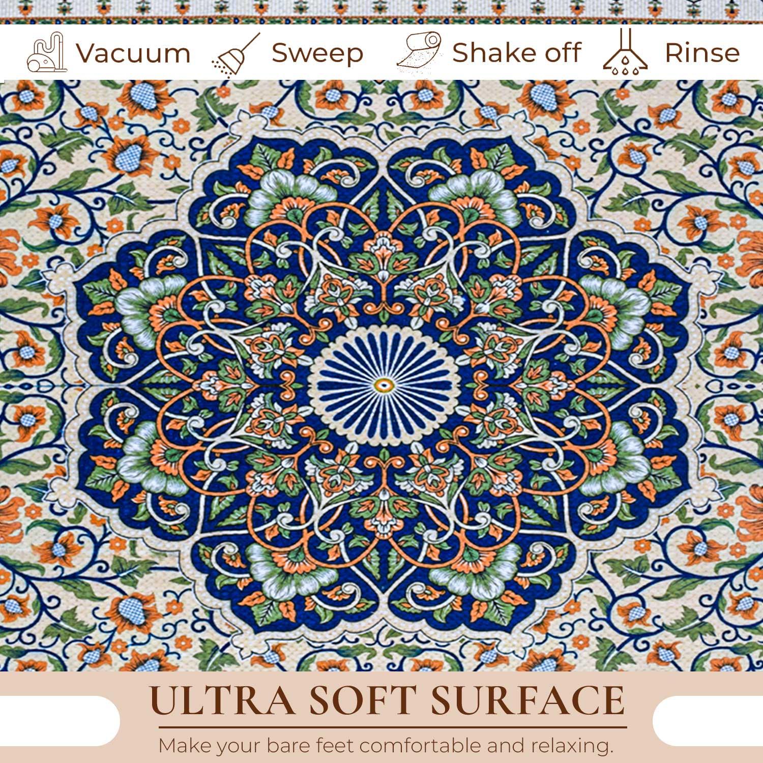 Rangoli English Contemporary Design Anti Skid Carpet - Rangoli