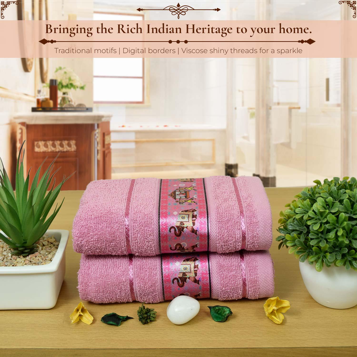 Royal Designed Rajvanshi 440 GSM Cotton Set of 2 Hand Towels - Rangoli