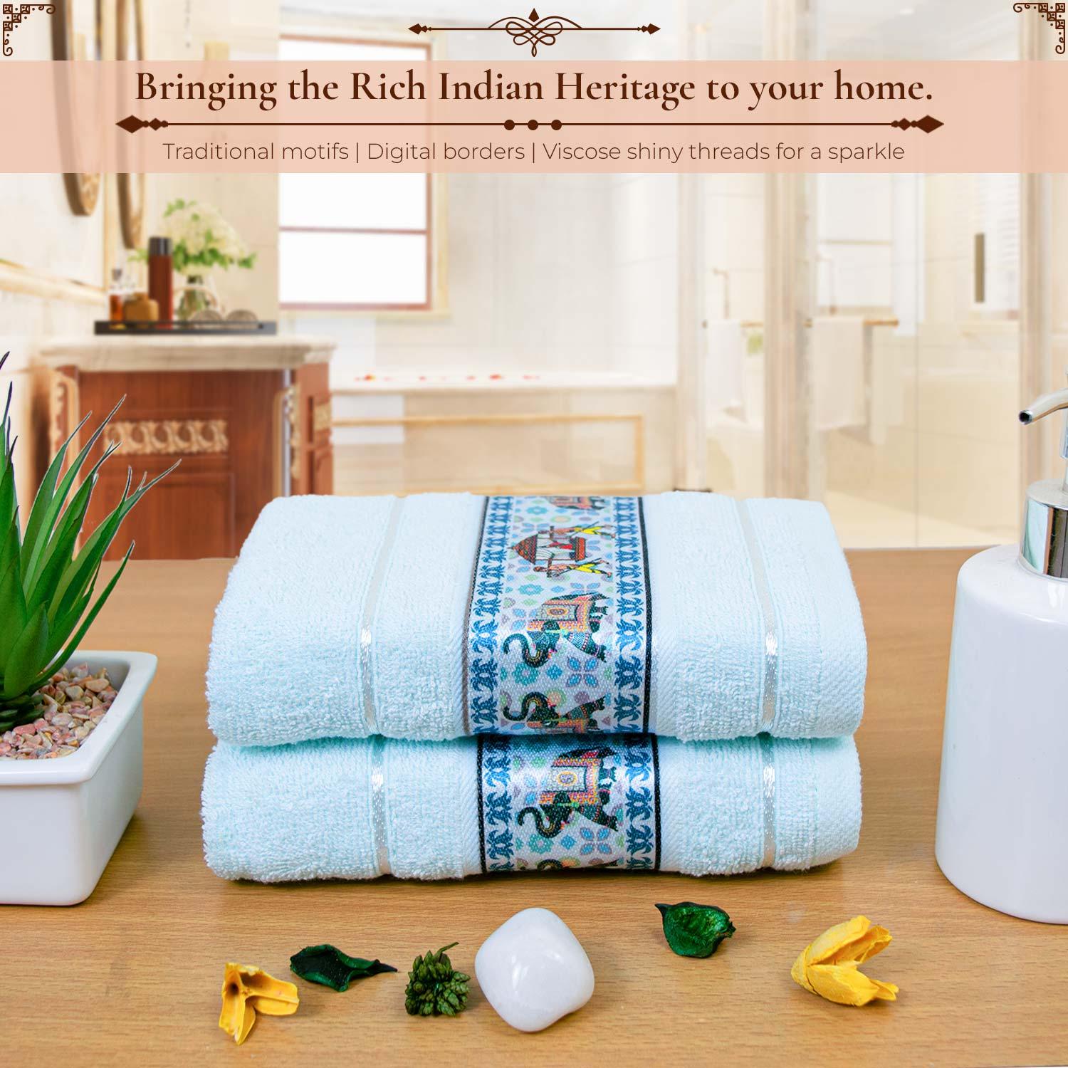 Royal Designed Rajvanshi 440 GSM Cotton Set of 2 Hand Towels - Rangoli