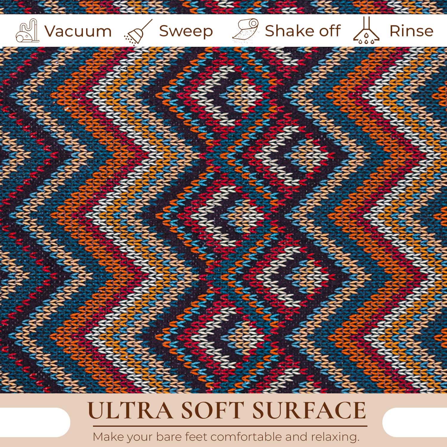Rangoli Beautiful Chevron Design Anti Skid Carpet - Rangoli