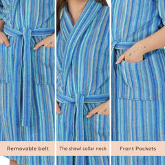 Pinstripe Women 450 GSM Cotton Bathrobe