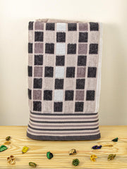 Rangoli Lira Check 100% Cotton Bath Towel set of 1, 450 GSM (147L X 72W)