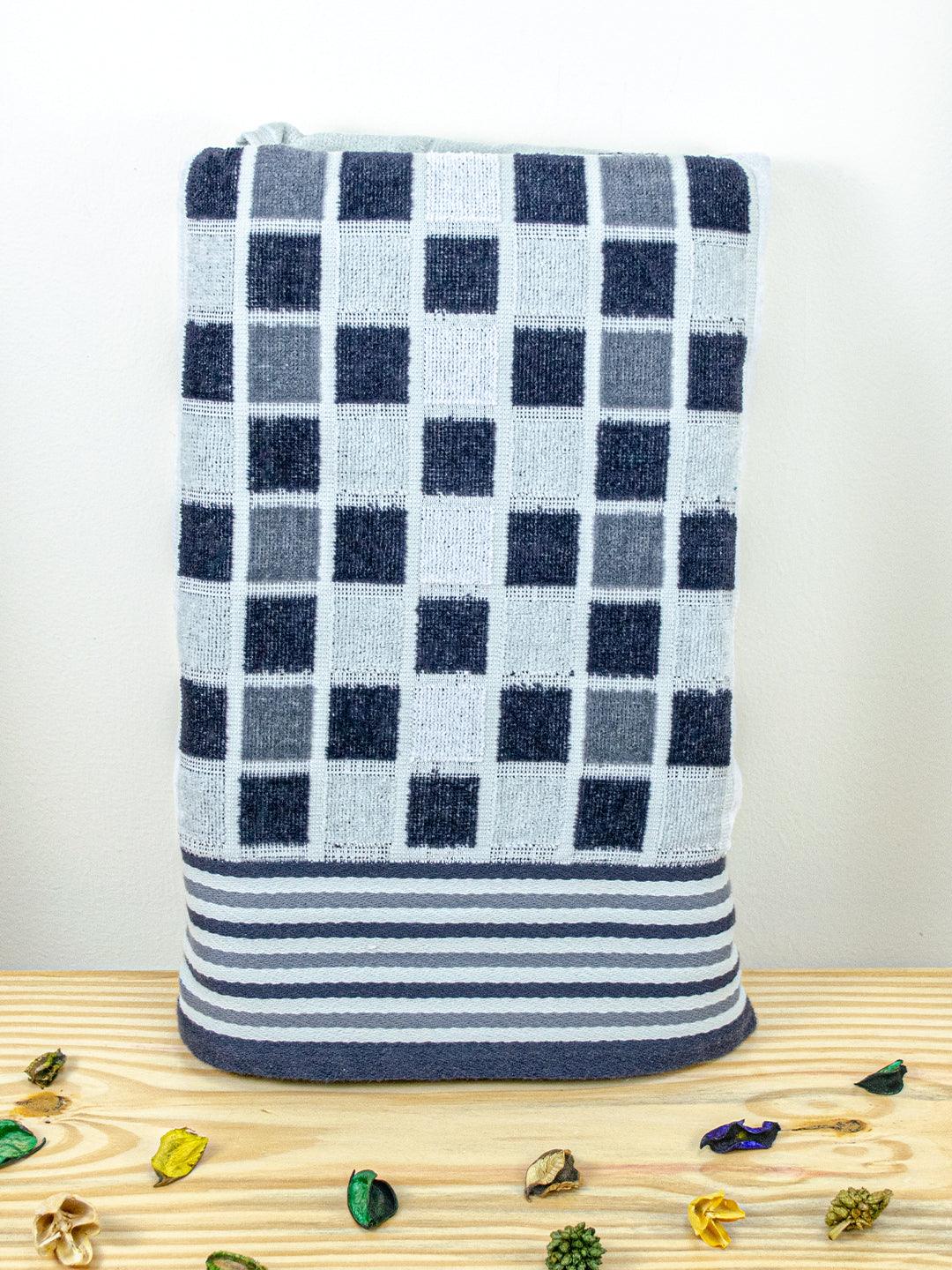 Rangoli Lira Check 100% Cotton Bath Towel set of 1, 450 GSM (147L X 72W)