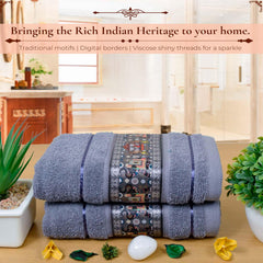 Royal Designed Rajvanshi 440 GSM Cotton Set of 2 Hand Towels - Rangoli