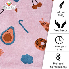 Rangoli 100% Cotton Kids Bath Towel (Pizza Design) | Size: 60 x 120 cm | Skin-Friendly, Ultra-Soft Towel for Girls and Boys