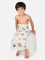 Rangoli 100% Cotton Kids Bath Towel (Pizza Design) | Size: 60 x 120 cm | Skin-Friendly, Ultra-Soft Towel for Girls and Boys