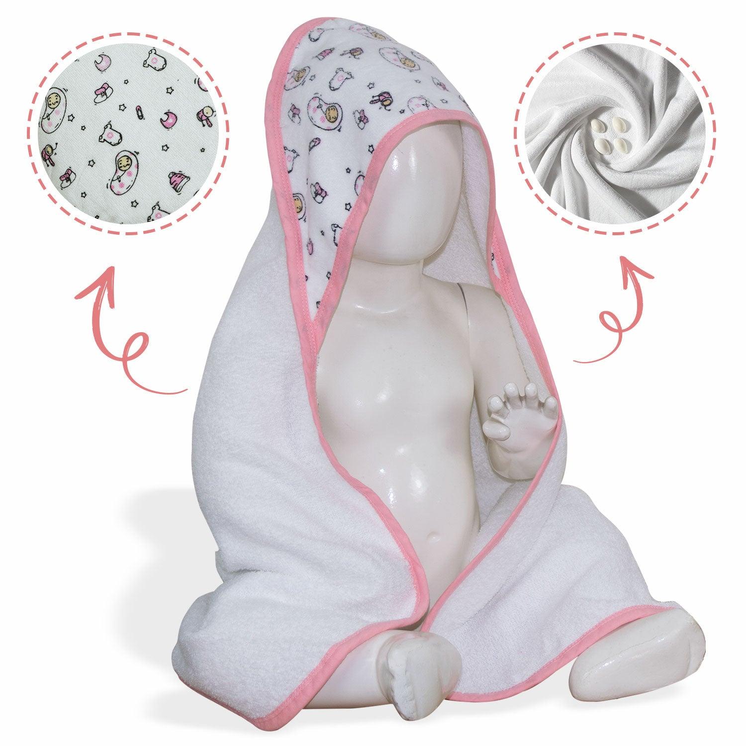 Rangoli 100% Cotton Baby Towel for New Born | Soft & Skin-Friendly Baby Bath Towel (Pack of 2) - Rangoli