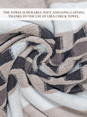 Rangoli Lira Check 100% Cotton Bath Towel set of 1, 450 GSM (147L X 72W)