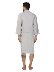 Rangoli Organic Bamboo Bathrobe for Men |Light Grey