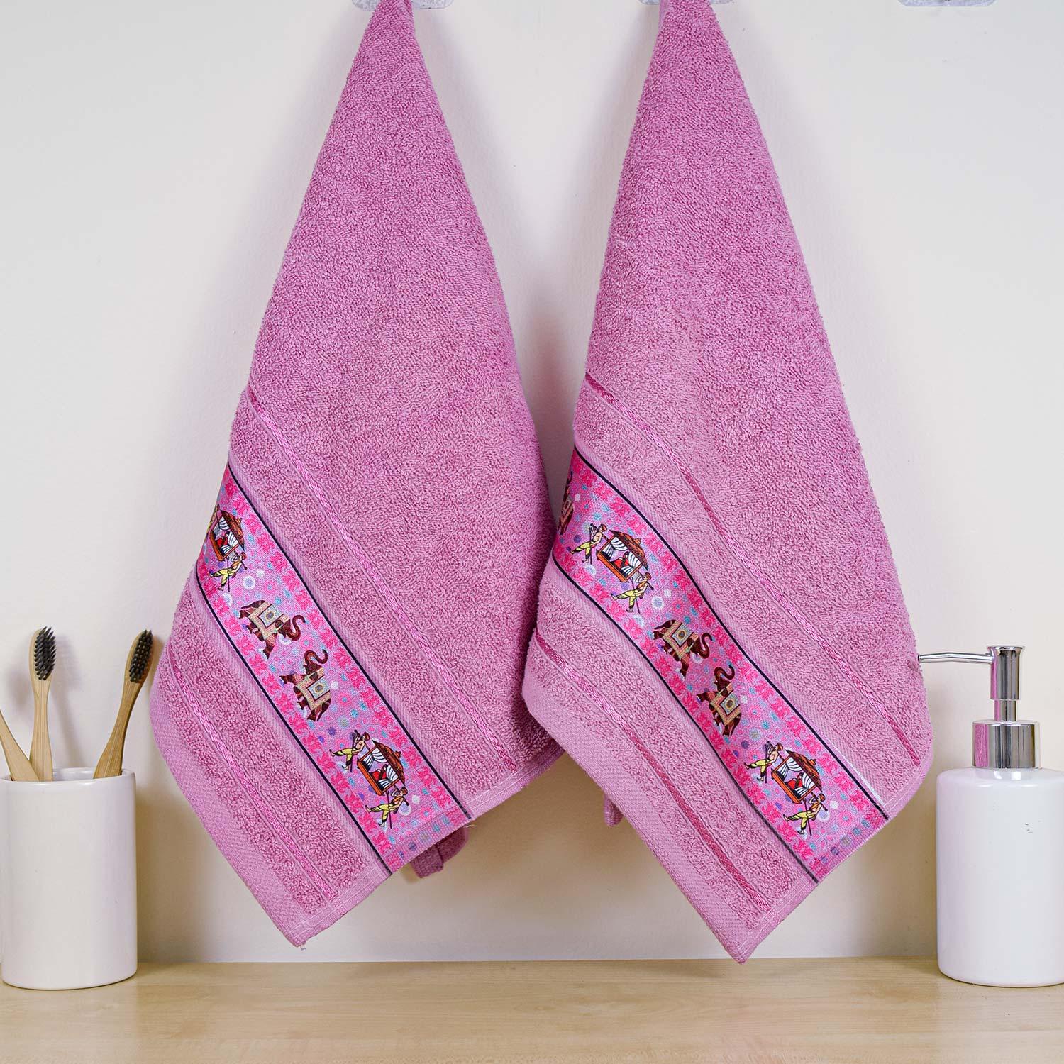 Royal Designed Rajvanshi 440 GSM Cotton Set of 2 Hand Towels - Rangoli