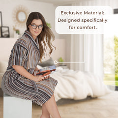 Pinstripe Women 450 GSM Cotton Bathrobe