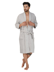 Rangoli Organic Bamboo Bathrobe for Men |Light Grey
