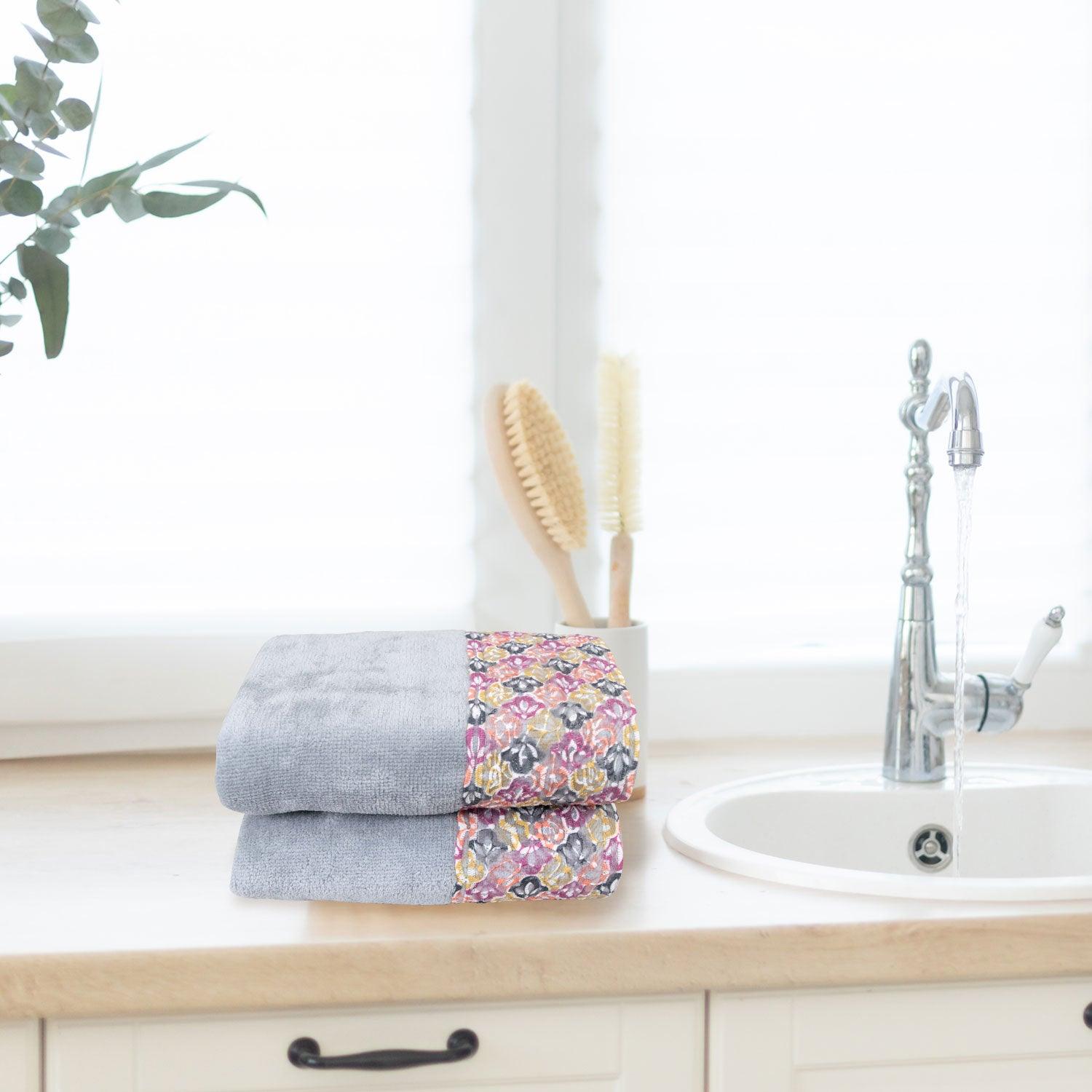 Prima Lace 100% Cotton Hand Towel Set of 2 | Ultra Soft, Highly Absorbent Luxurious Towels - Rangoli