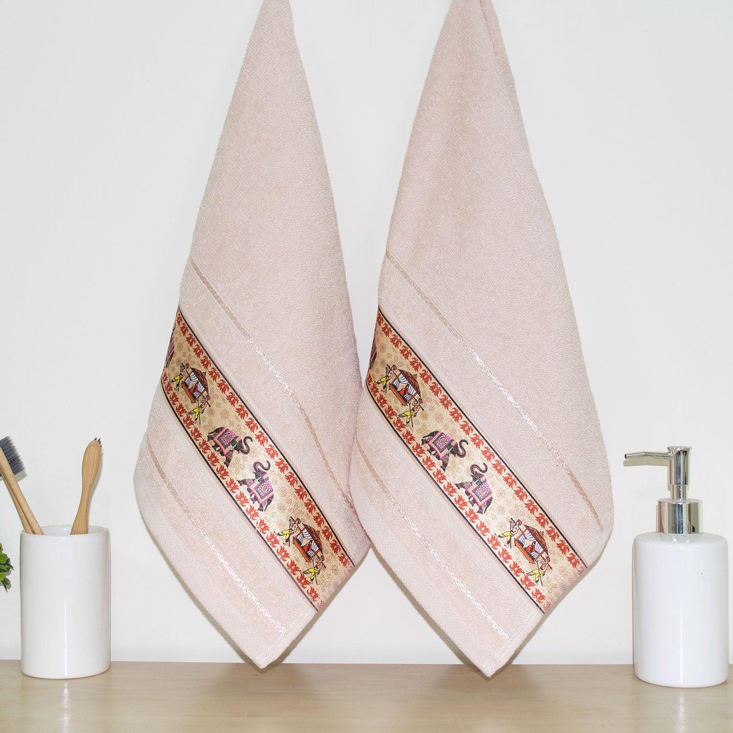 Royal Designed Rajvanshi 440 GSM Cotton Set of 2 Hand Towels - Rangoli