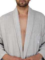 Rangoli Organic Bamboo Bathrobe for Men |Light Grey