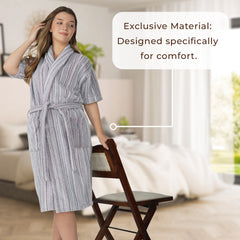 Pinstripe Women 450 GSM Cotton Bathrobe