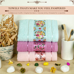 Rangoli Victoria 100% Cotton Hand Towel Set of 3 | Ultra Soft, Super Absorbent Luxurious Towels