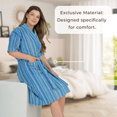 Pinstripe Women 450 GSM Cotton Bathrobe