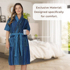 Pinstripe Women 450 GSM Cotton Bathrobe