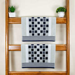 Rangoli Lira Check 100% Cotton Hand Towel Set of 2, 450 GSM