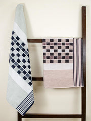 Rangoli Lira Check 100% Cotton Bath Towel set of 2, 450 GSM (147L X 72W)
