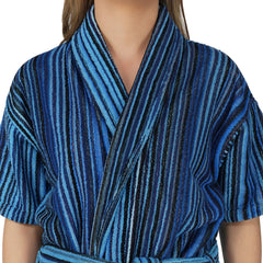 Pinstripe Women 450 GSM Cotton Bathrobe