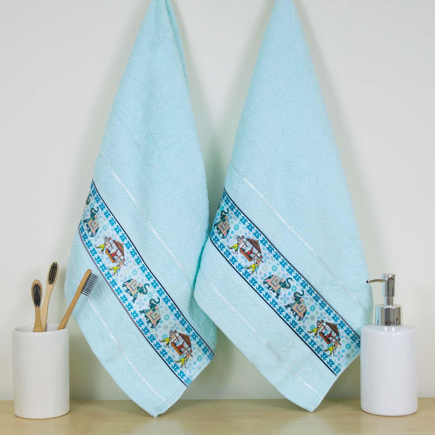 Royal Designed Rajvanshi 440 GSM Cotton Set of 2 Hand Towels - Rangoli