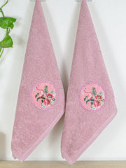 Prima Dream 100% Cotton Towel Set of 4 (Applique Embroidery), 450 GSM