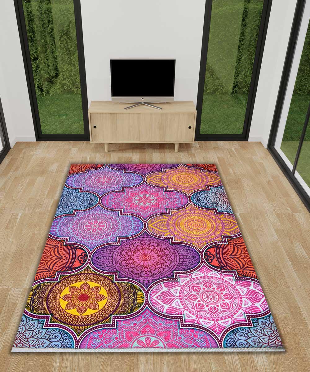 Rangoli Geometrical Design Anti Skid Carpet - Rangoli