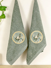 Prima Dream 100% Cotton Towel Set of 4 (Applique Embroidery), 450 GSM