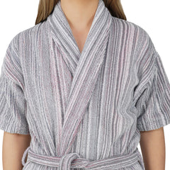 Pinstripe Women 450 GSM Cotton Bathrobe