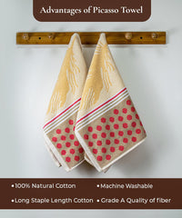 Picasso 100% Cotton Hand Towel Set of 2, 470 GSM (40X60 CM)