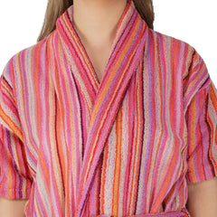 Pinstripe Women 450 GSM Cotton Bathrobe