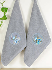 Prima Dream 100% Cotton Towel Set of 4 (Applique Embroidery), 450 GSM