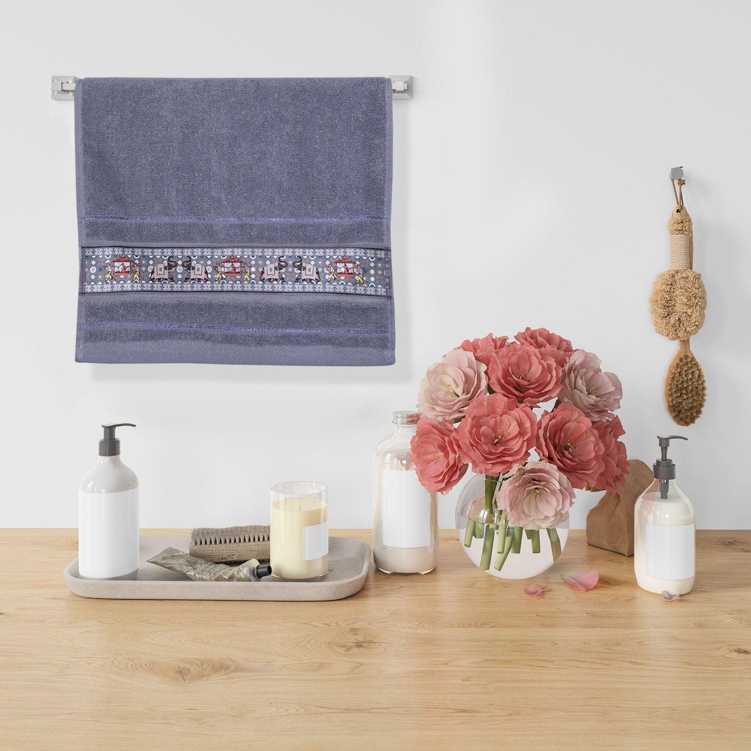 Royal Designed Rajvanshi 440 GSM Cotton Set of 2 Hand Towels - Rangoli