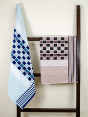 Rangoli Lira Check 100% Cotton Bath Towel set of 2, 450 GSM (147L X 72W)
