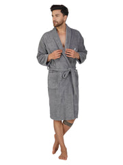 Rangoli Organic Bamboo Bathrobe for Men | Dark Grey