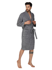 Rangoli Organic Bamboo Bathrobe for Men | Dark Grey