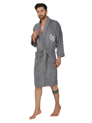 Rangoli Organic Bamboo Bathrobe for Men | Dark Grey