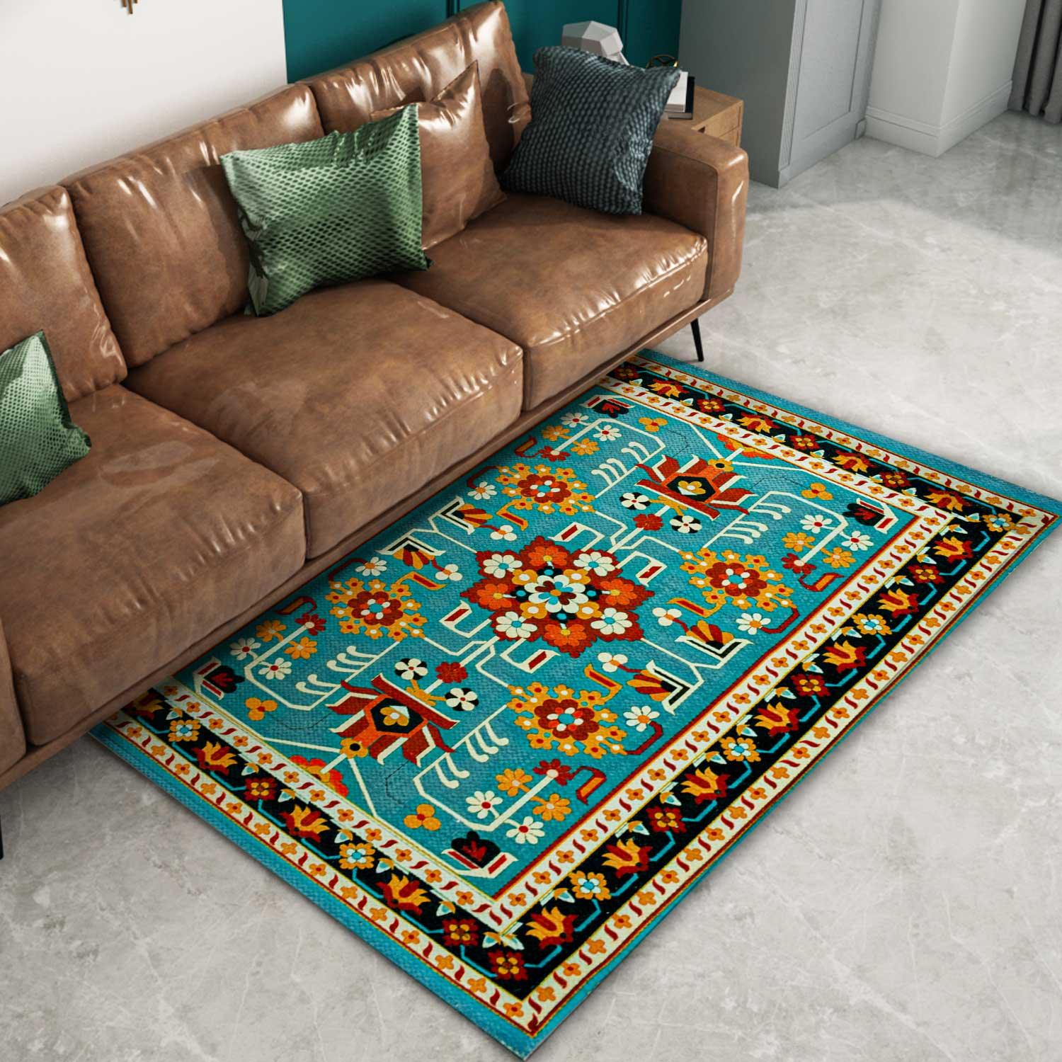 Rangoli Indian Contemporary Design Anti Skid Carpet - Rangoli